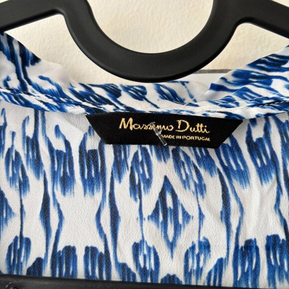 Massimo Dutti Blue and White Patterned Blouse, Size 6 - Picture 4 of 7